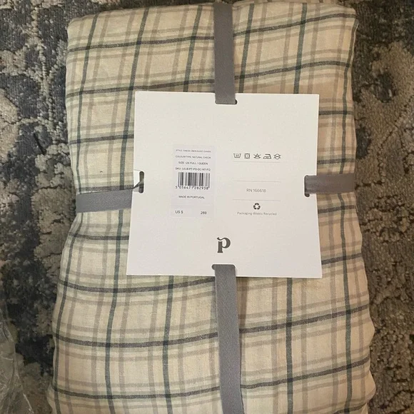 PIGLET in bed NEW 100% Linen Duvet Cover - Cream and Green Full/Queen - Picture 3 of 5